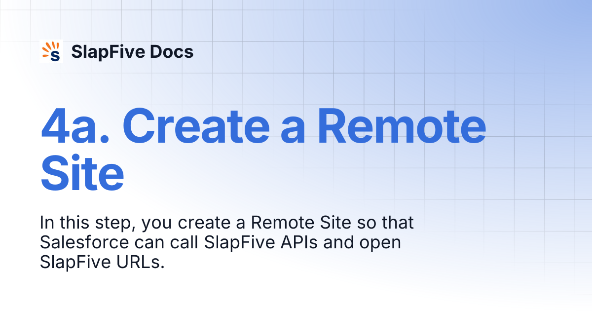 4a. Create a Remote Site | SlapFive Docs