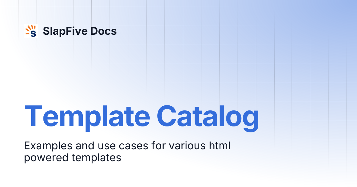 Template catalog slapfive docs